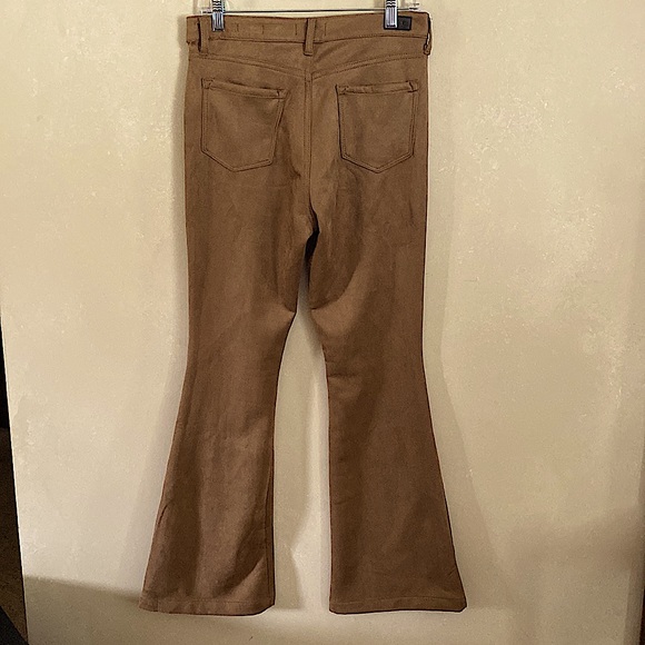 Tan Button Fly Soft Flared Jeans - Picture 4 of 6